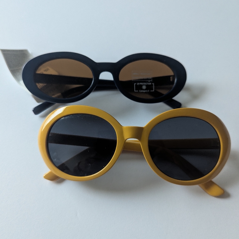 Navy Blue Oval & Clout Goggles Sunglasses